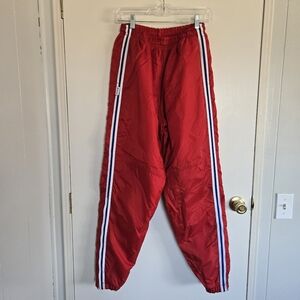 Vintage Red Track Pants Men's M Blue And White Side Stripe
